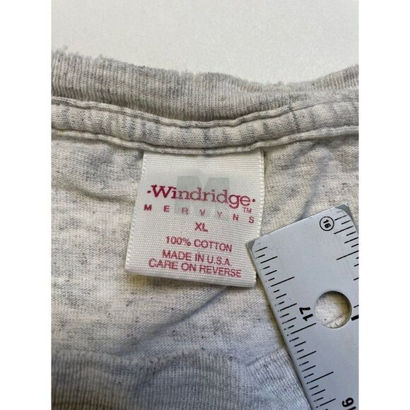 VINTAGE Windridge Blank Pocket T-shirt Men XL Gray USA Thrashed Paint 90s - Picture 8 of 9
